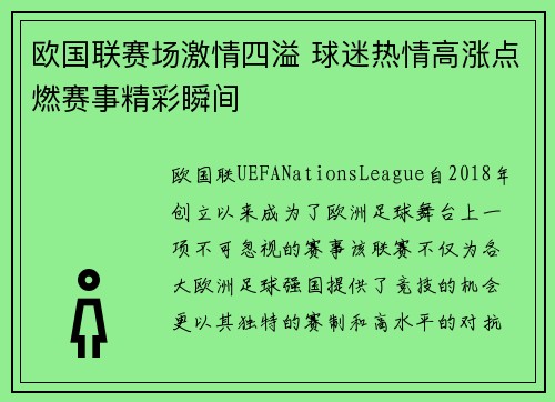 欧国联赛场激情四溢 球迷热情高涨点燃赛事精彩瞬间